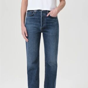 Agolde 90s pinch waist high rise straight long in Control wash